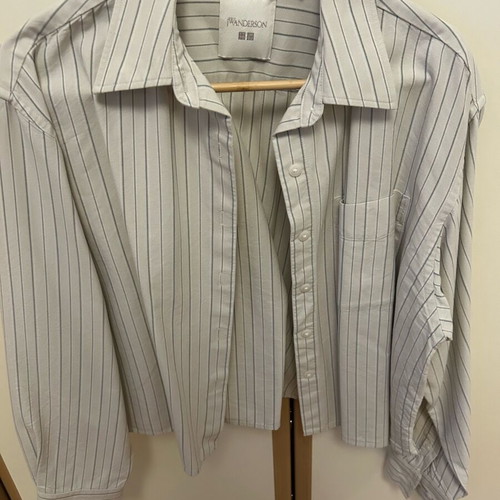 Uniqlo x JW Anderson striped shirt M beige like new, cropped fit