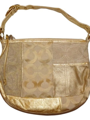 Coach Signature Patchwork τσάντα ώμου σαν καινούργια, χρυσή απόχρωση