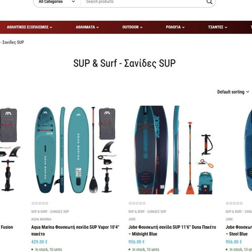 E-shop (Fitness equipment, accessories, technology items)