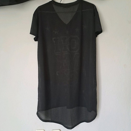 Oversized black mesh short-sleeve shirt like new, size M