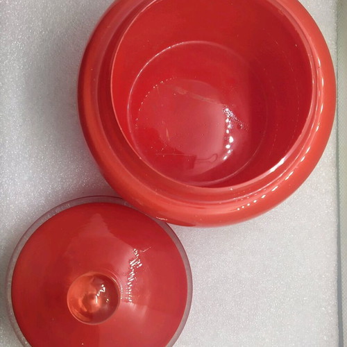 Vintage red glass fondantière from the 1950s like new
