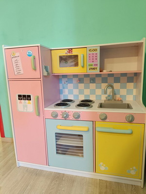 Wooden Play Kitchen like new with cupboards