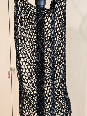 Handmade knitted mesh poncho-top with silver thread, new