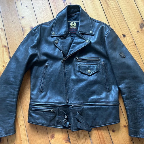 Belstaff leather biker jacket men black size L like new