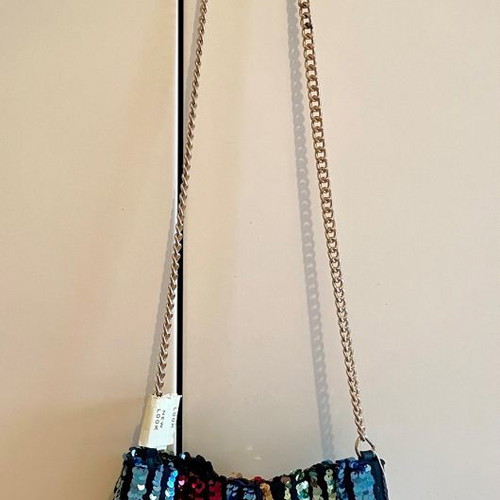 New Look sequin pouch bag with gold chain new