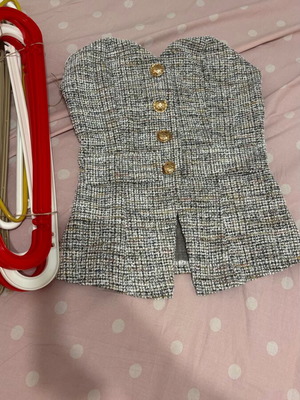 Shein strapless top vest with gold buttons, grey