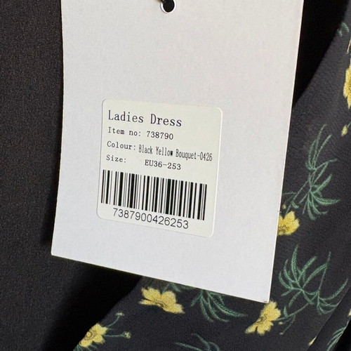 Glamorous Floral Mini Dress, Black Yellow Bouquet, Size Small