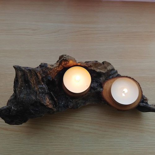 Handmade double candlestick from natural driftwood