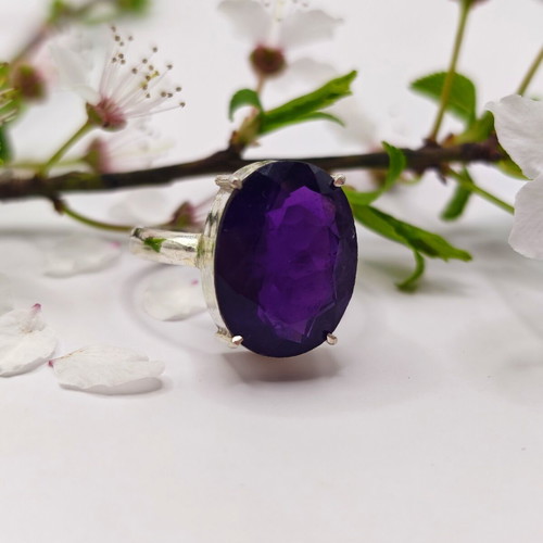 Silver ring with amethyst new, 925 hallmark