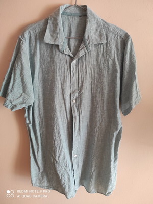Linen short-sleeve shirt turquoise, like new