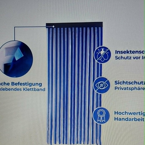 Balcony Curtain new, blue and white insect screen 90x200 cm