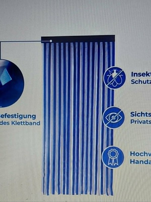 Balcony Curtain new, blue and white insect screen 90x200 cm