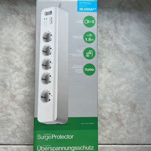 APC Schneider Electric power strip with switch, 5 outlets, surge protection