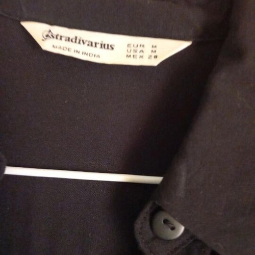Stradivarius black shirt dress like new with belt, size M