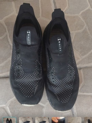 Athletic shoes used, size 47.5, black and white, need sole and laces
