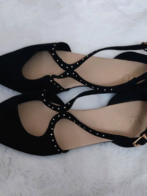 Sfera flat shoes suede with gold studs like new, size 40
