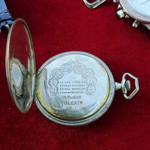 Vulcain pocket watch 1890 used, fully functional, silver color