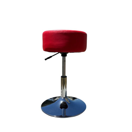 Metal stool with red leather and adjustable height new
