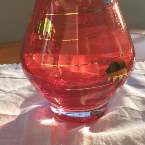 Bohemia Ruby Red vase new with 24K gold and handmade heirloom gift