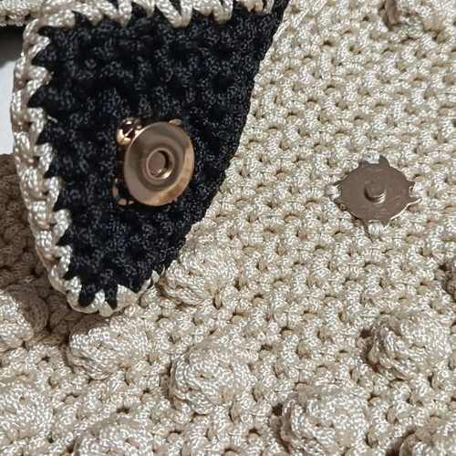 Knitted shoulder bag new, black and beige, summer style
