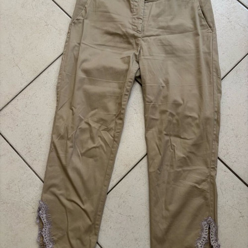 Access women's pants like new, beige khaki with fringe hem, size M