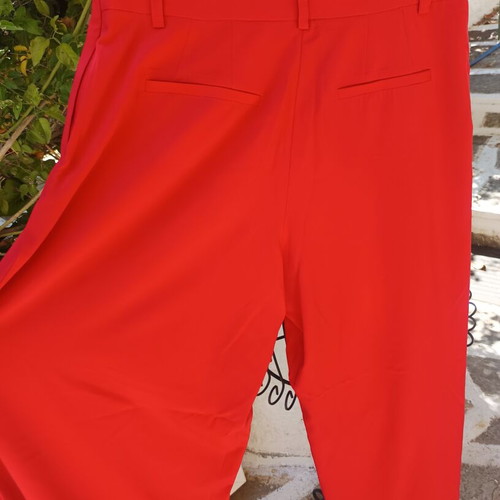 Wide-leg pants size M new, red with belt