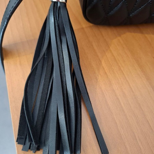 Marie Claire Black Quilted Crossbody Bag Like New with Tassel