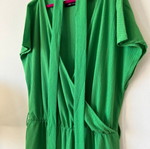 Emerald green one-piece jumpsuit with sleeves and waist belt