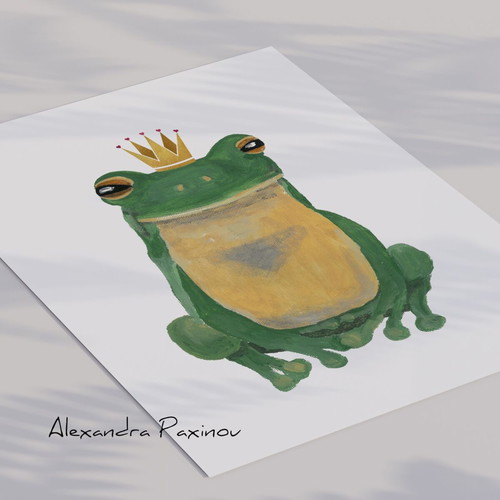 Frog with golden crown poster new Fine art