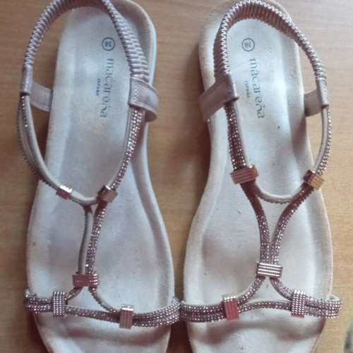 Macarena women's sandals used with decorative rhinestones pink gold