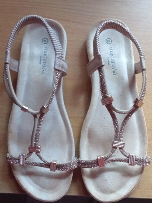 Macarena women's sandals used with decorative rhinestones pink gold