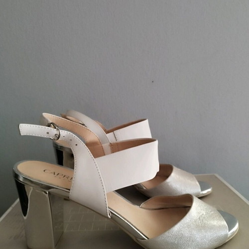 Caprice sandals used, size 39, white with silver