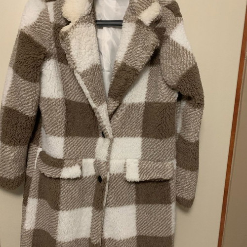 Shein checked coat in excellent condition, beige, size S
