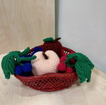 Basket with handmade fruit decoration