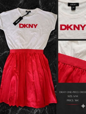 DKNY dress new, white coral, sizes XS to M