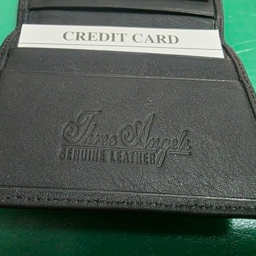 Three Angels genuine leather card holder, black