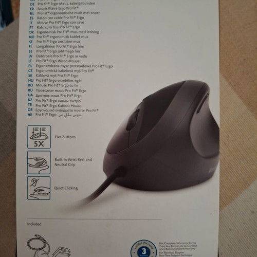 Kensington Pro Fit Ergo Wired Vertical Mouse like new, black