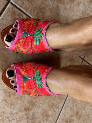 Pinup Star Vintage Mule Size 38 Like New Tropical Pattern