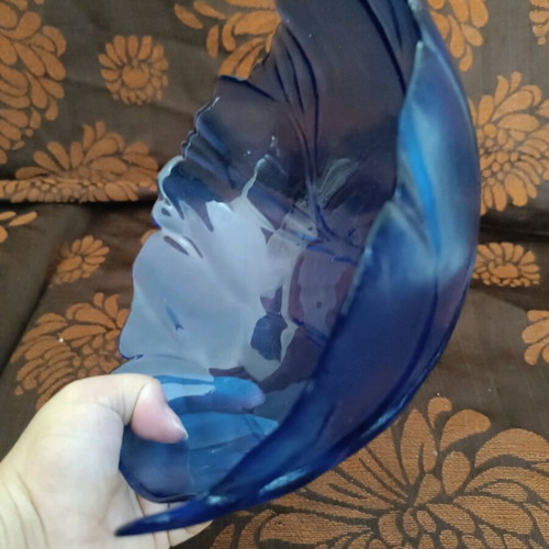 Glass fruit bowl salad bowl blue new