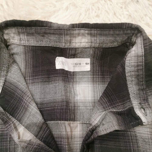 Zara boys' shirt size 164 like new, white and gray