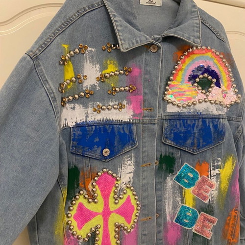 Jacket with embroidered rhinestones like new