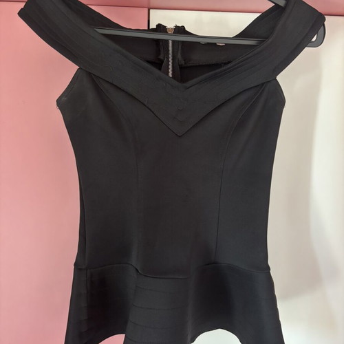 Black Off-Shoulder Top used, size S/M, fitted with ruffles