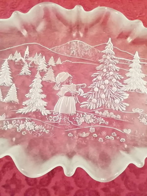 Crystal Oval Christmas Platter New From 1990