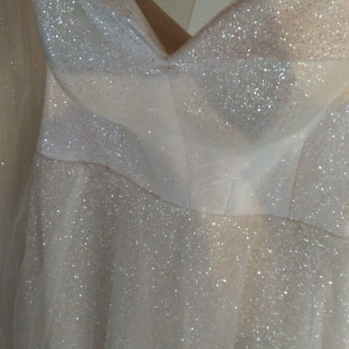 Wedding dress strapless glitter with long veil like new, size M 38 10