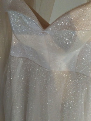 Wedding dress strapless glitter with long veil like new, size M 38 10