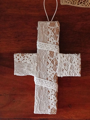 Handmade cork cross for decoration