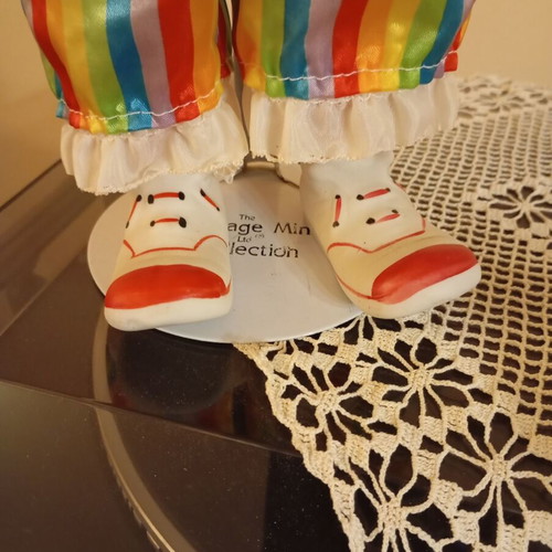 Colorful Carl Clown porcelain doll used, Heritage Mint Ltd 1989