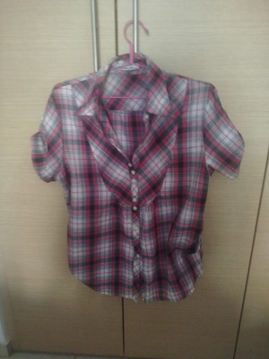 Checked women's shirt Kupino.piu new, size XXXL, pink and white