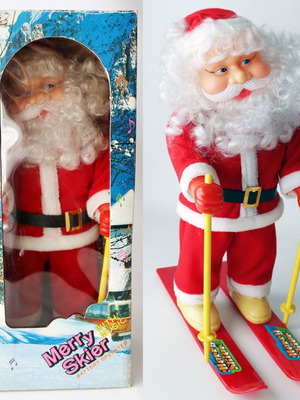 Vintage 80's Merry Skier Santa Claus with Music 33cm new
