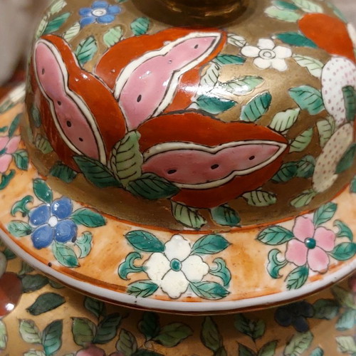 Satsuma jar Japan 35 cm used, porcelain with enamel and gold painting